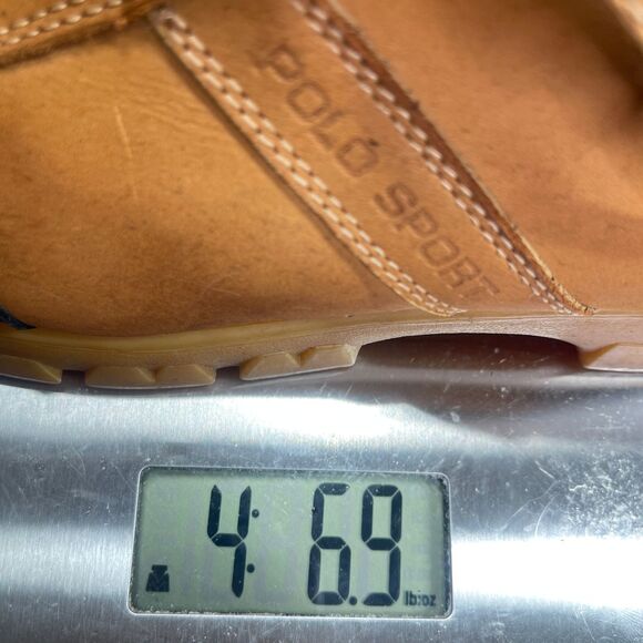 VTG Polo Ralph Lauren Sports Boots Tan Duck Leather Double Zip Strap Hunt Shoes - Picture 16 of 16